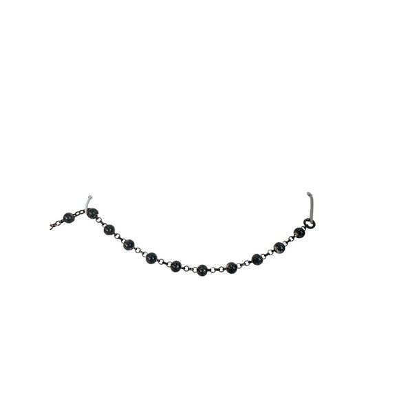 Sterling Silver 7.25" Oxidized Beaded Chain Satellite Style Bracelet Minimalist - Picture 3 of 7